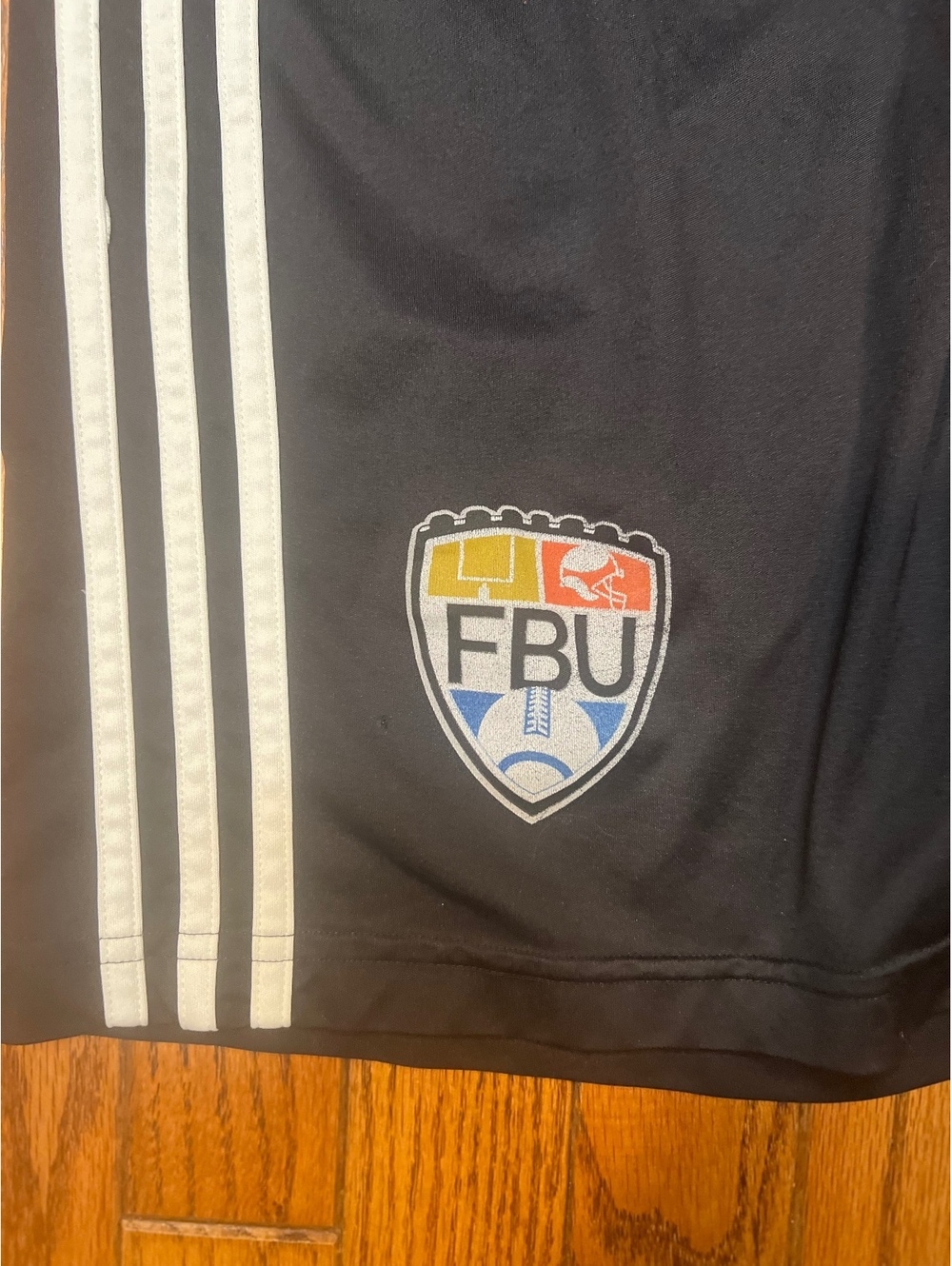Adidas Black Athletic Shorts with FBU Logo, Size M